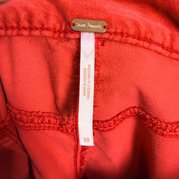 Free People Velvet My Feelings Kick Flare Pants Rust Orange High Waisted Size 10 - Picture 4 of 8